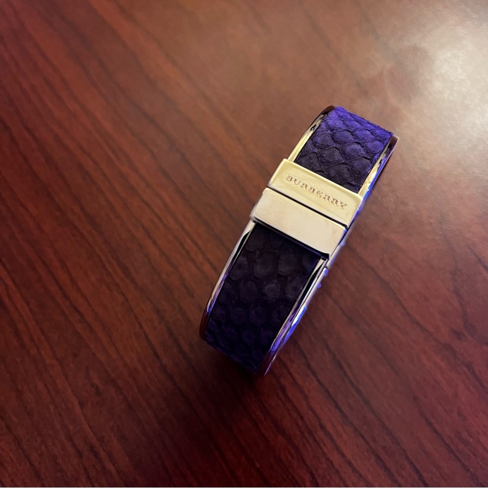 Burberry Snakeskin Leather Hinged Cuff Bracelet